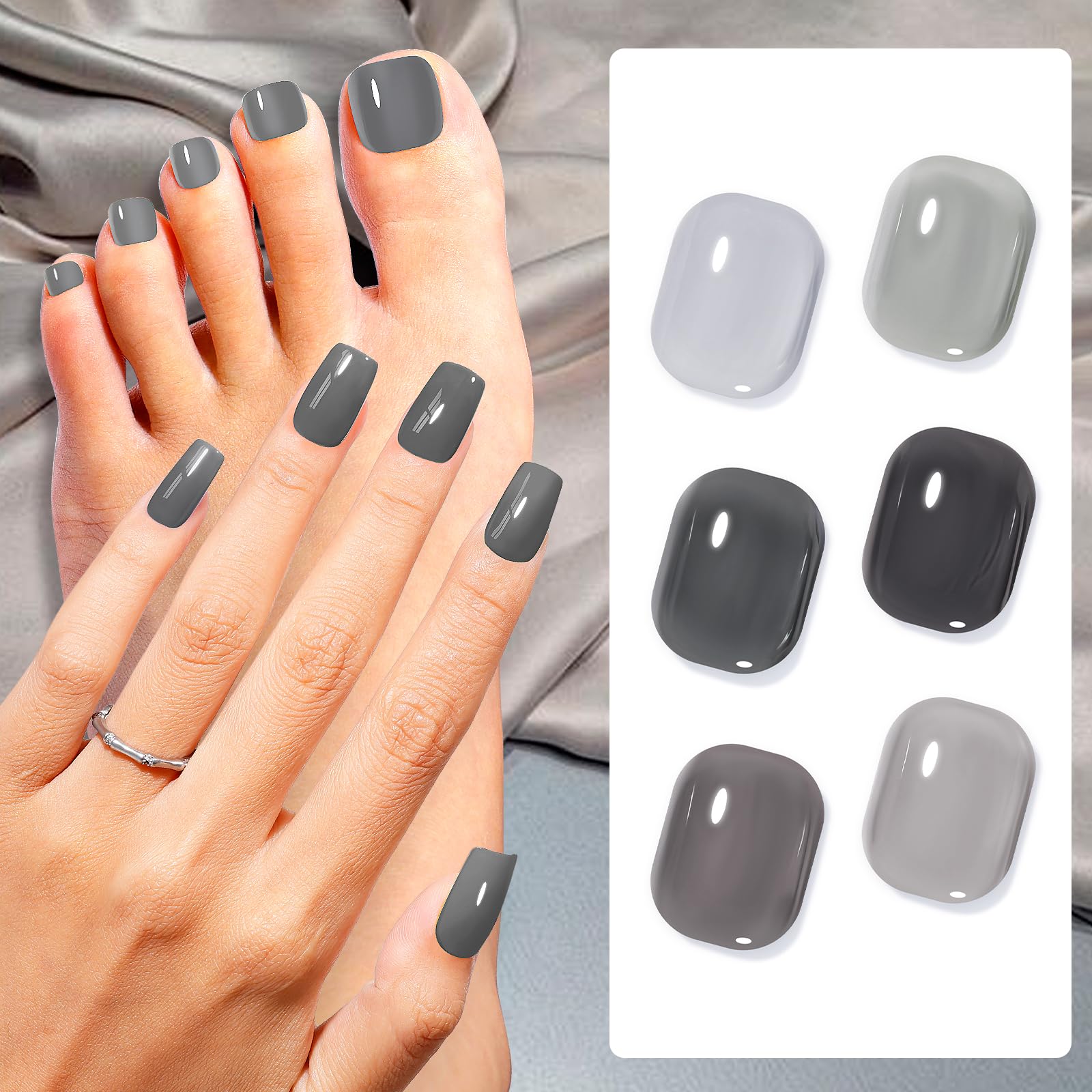 GELLEN color swatches palette displaying six grey tones for quick preview