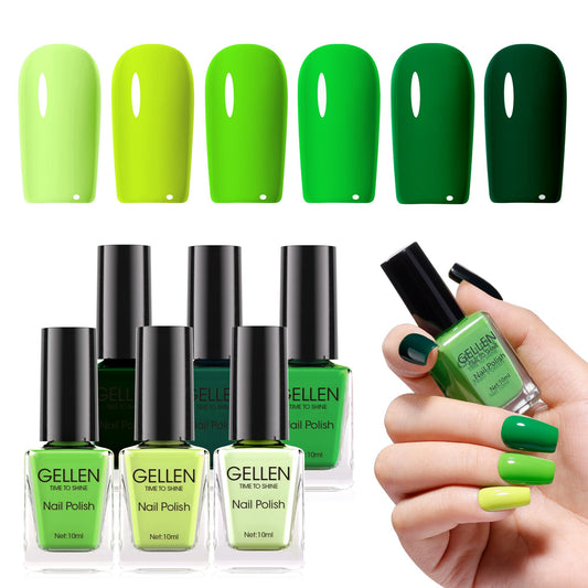 GELLEN front packaging showing six green bottles and quick-dry benefit