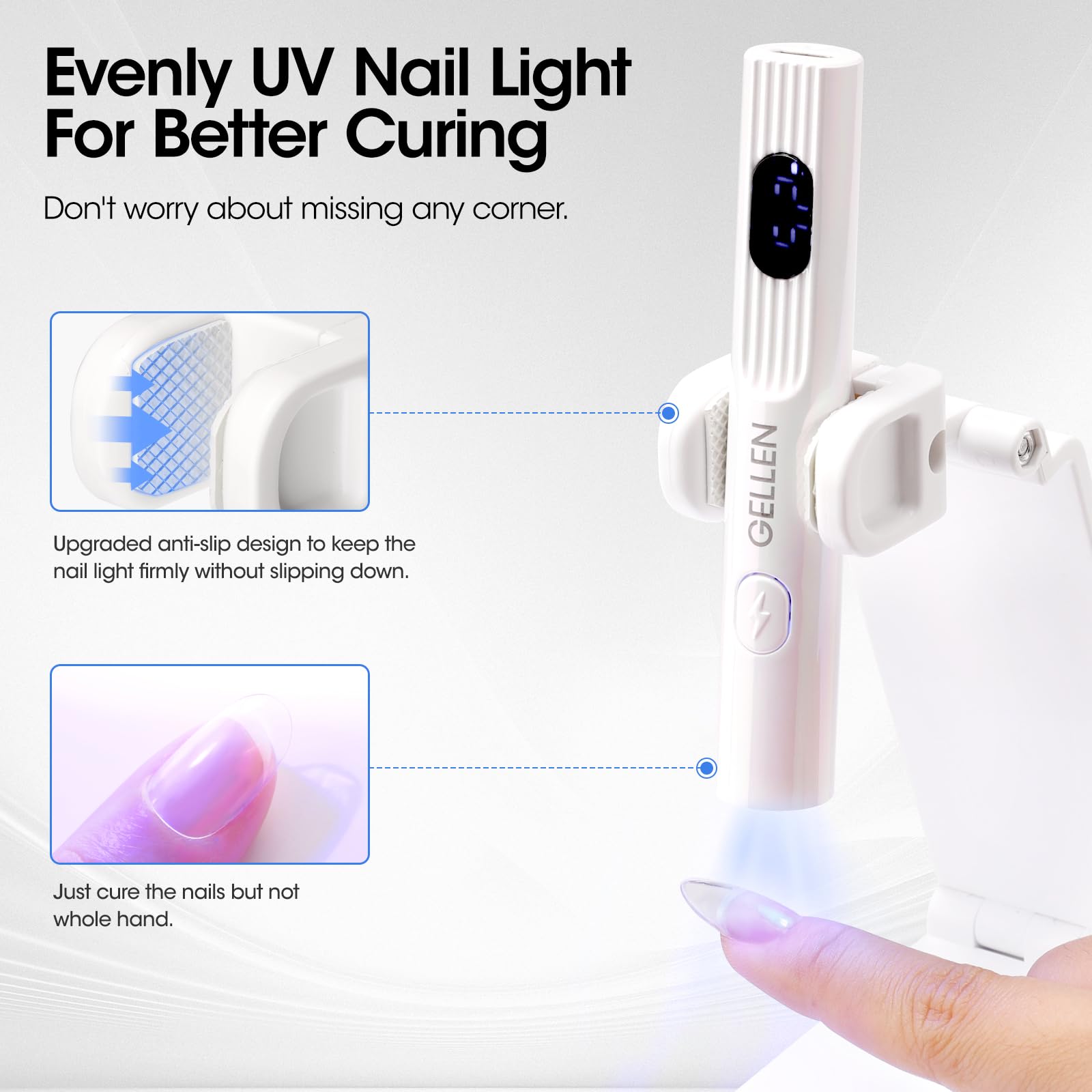 GELLEN in handheld use curing nail art for fast targeted flash cures