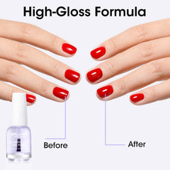 GELLEN glossy nails after top coat highlighting durable mirror-like shine