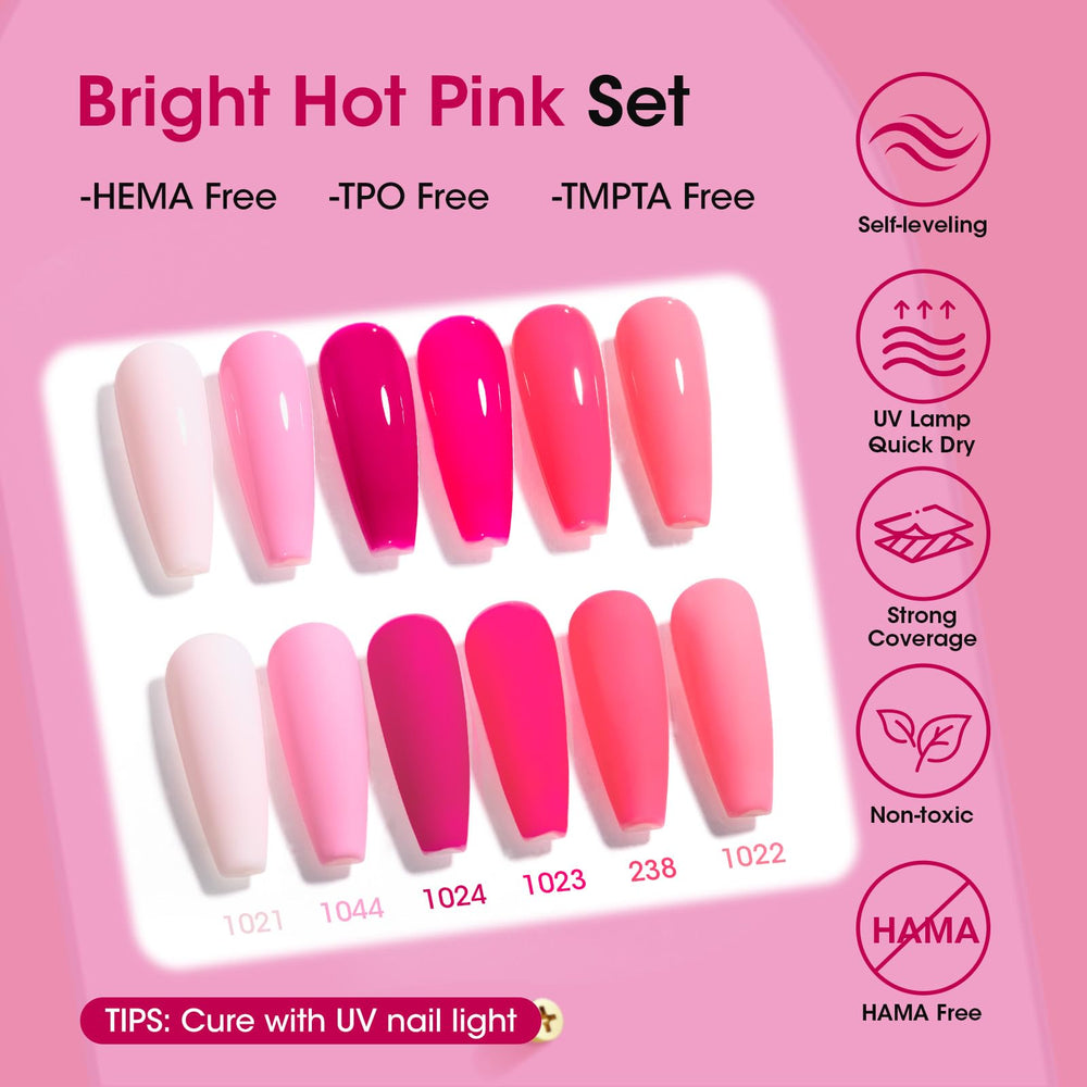 GELLEN swatch stick displaying all six hot pink shades for quick shade comparison