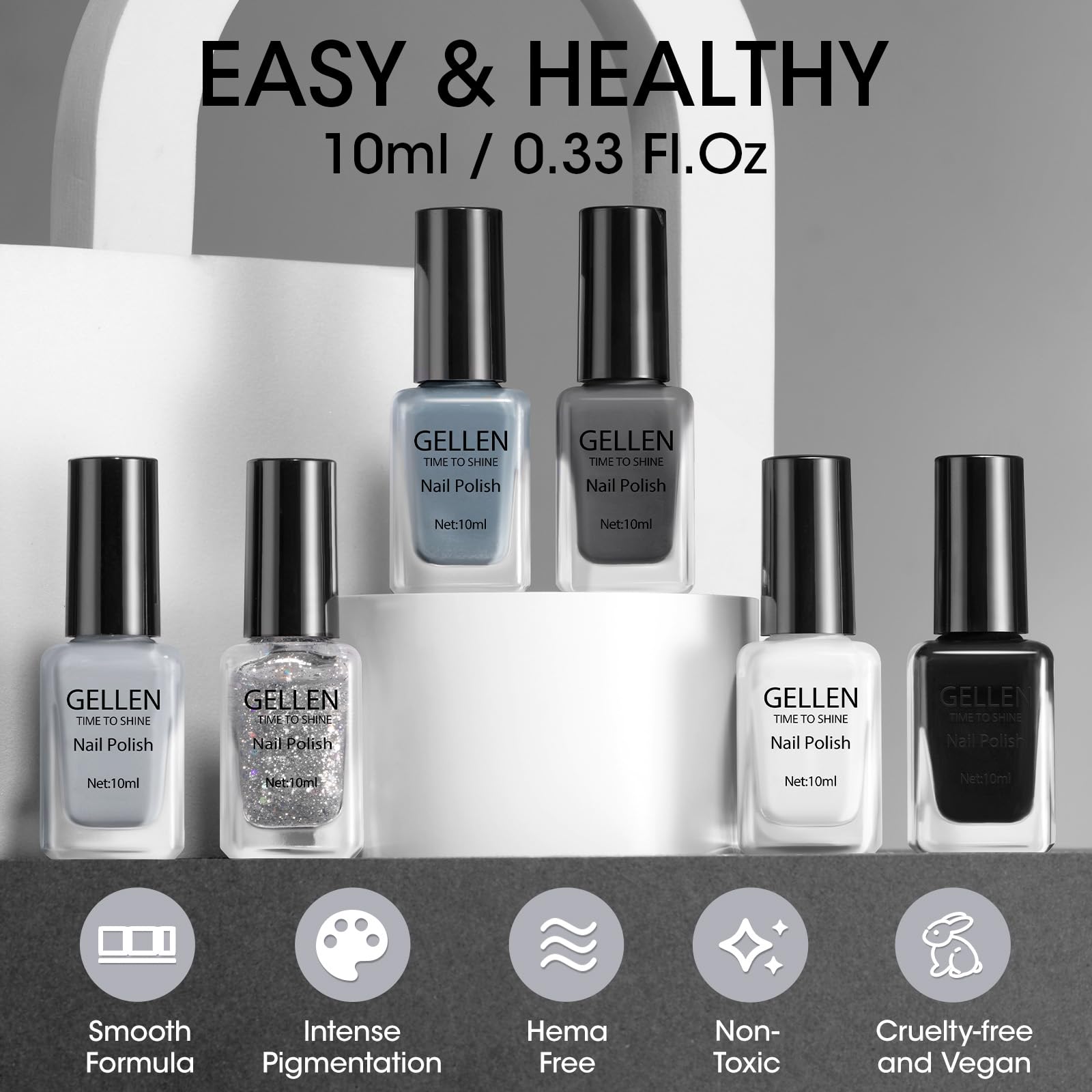 GELLEN in-use manicure on hands showing quick-dry wear and polished appearance