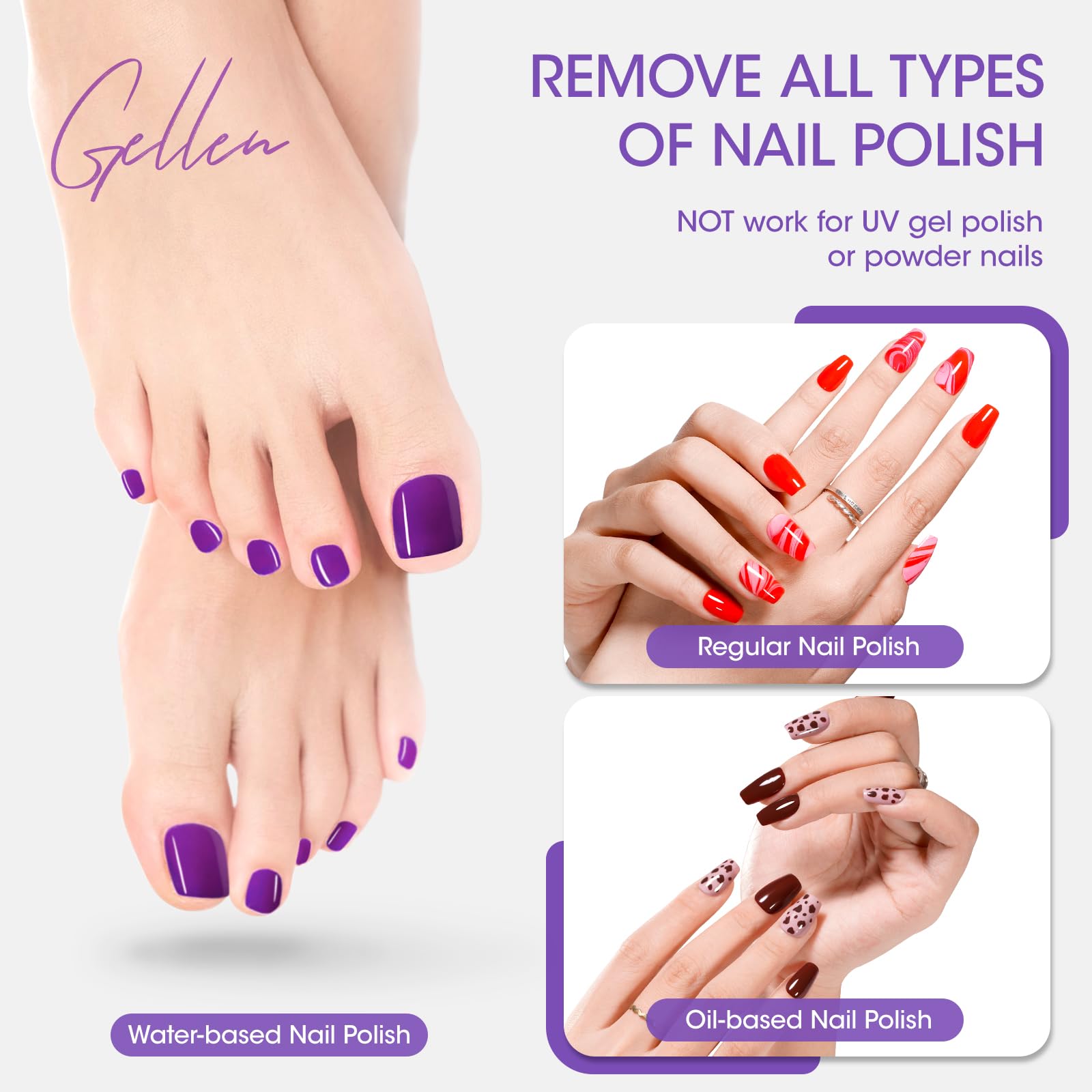 GELLEN pad in use wiping nail to remove polish quickly and efficiently
