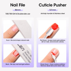 GELLEN cuticle pusher and nail file included for safe residue removal benefit