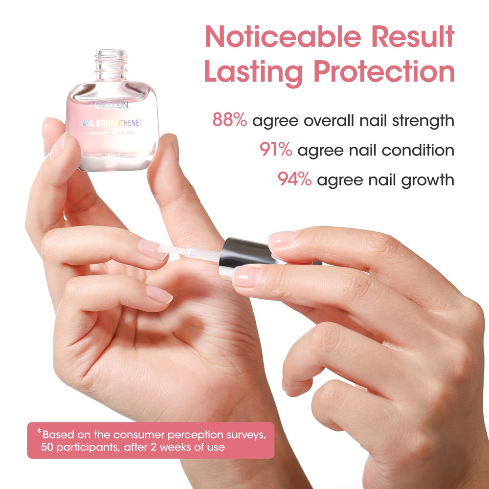 GELLEN ingredient display of keratin and calcium, emphasizes strengthening effect