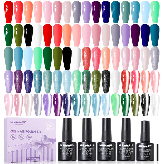 GELLEN kit front packaging showing full 24-piece set and benefit of complete manicure