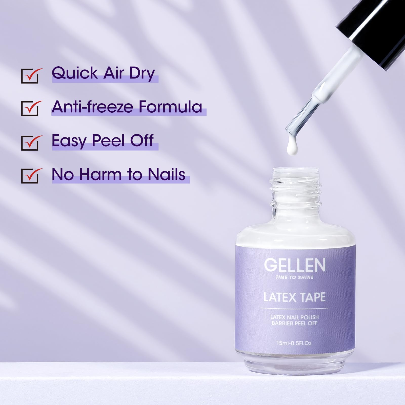 GELLEN latex applied around cuticle demonstrating skin protection during polish