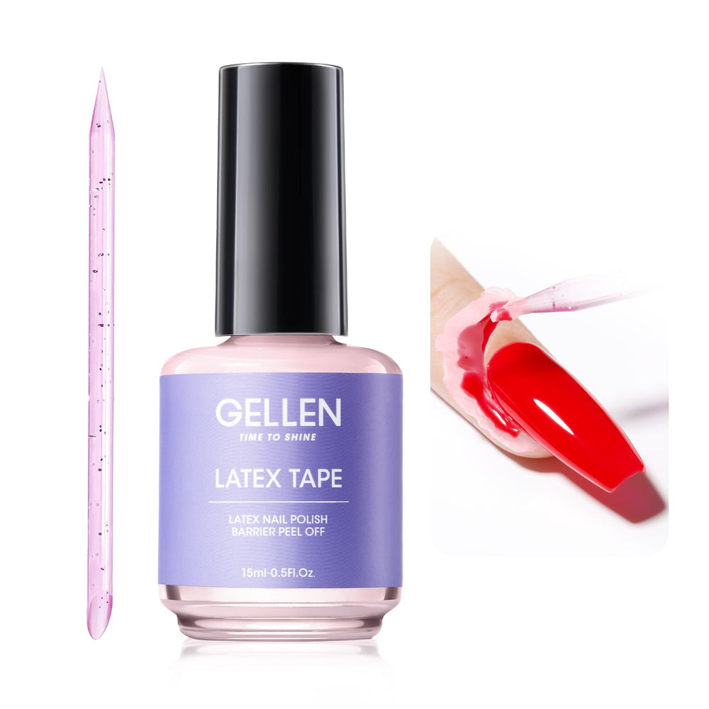 GELLEN front bottle showing pink liquid latex and clear label for fast prep