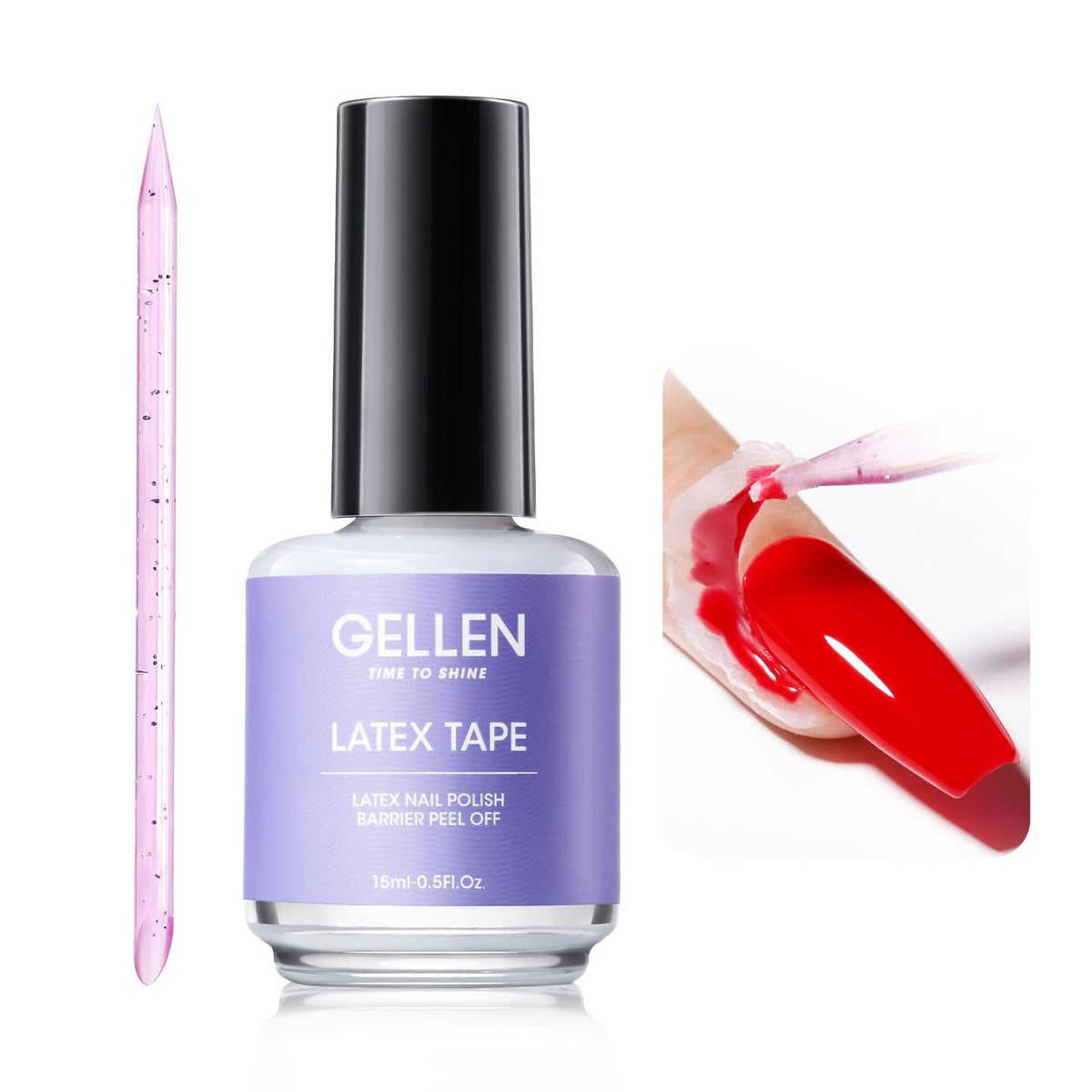 GELLEN bottle front view showing 15ml product and label, tidy application benefit