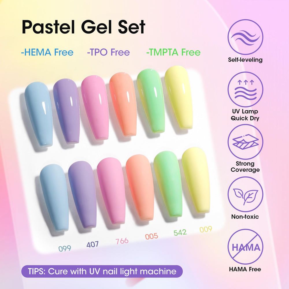 GELLEN macaron shades open bottles displaying consistent creamy pigments