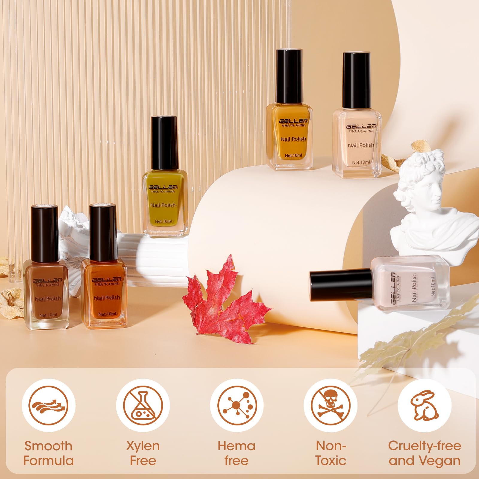 GELLEN bottles beside a ruler to show product size and travel-friendly benefit