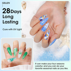 GELLEN marble nail swatch showing crisp veins and vivid color separation