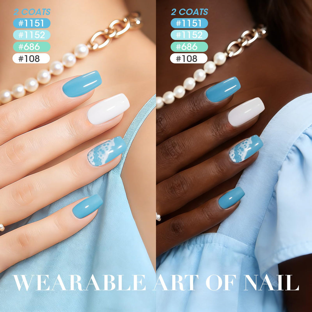 GELLEN ombre nail art in turquoise-blue showing rich pigment and blend