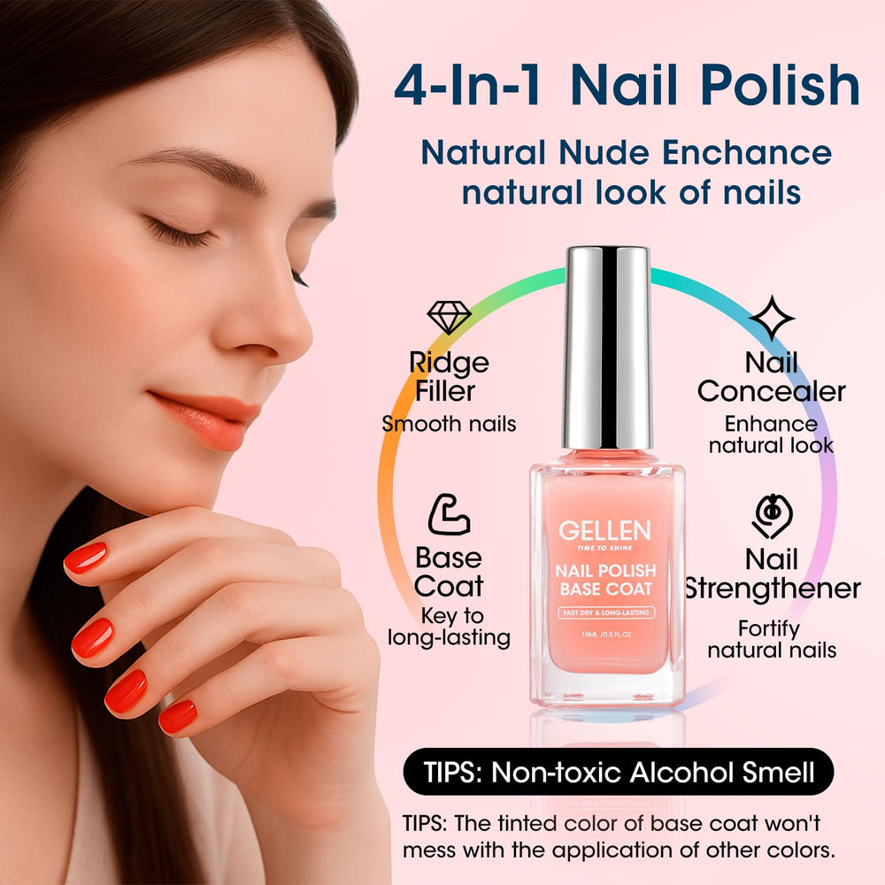 GELLEN applying base coat to fingernail for quick-dry, office-ready finish