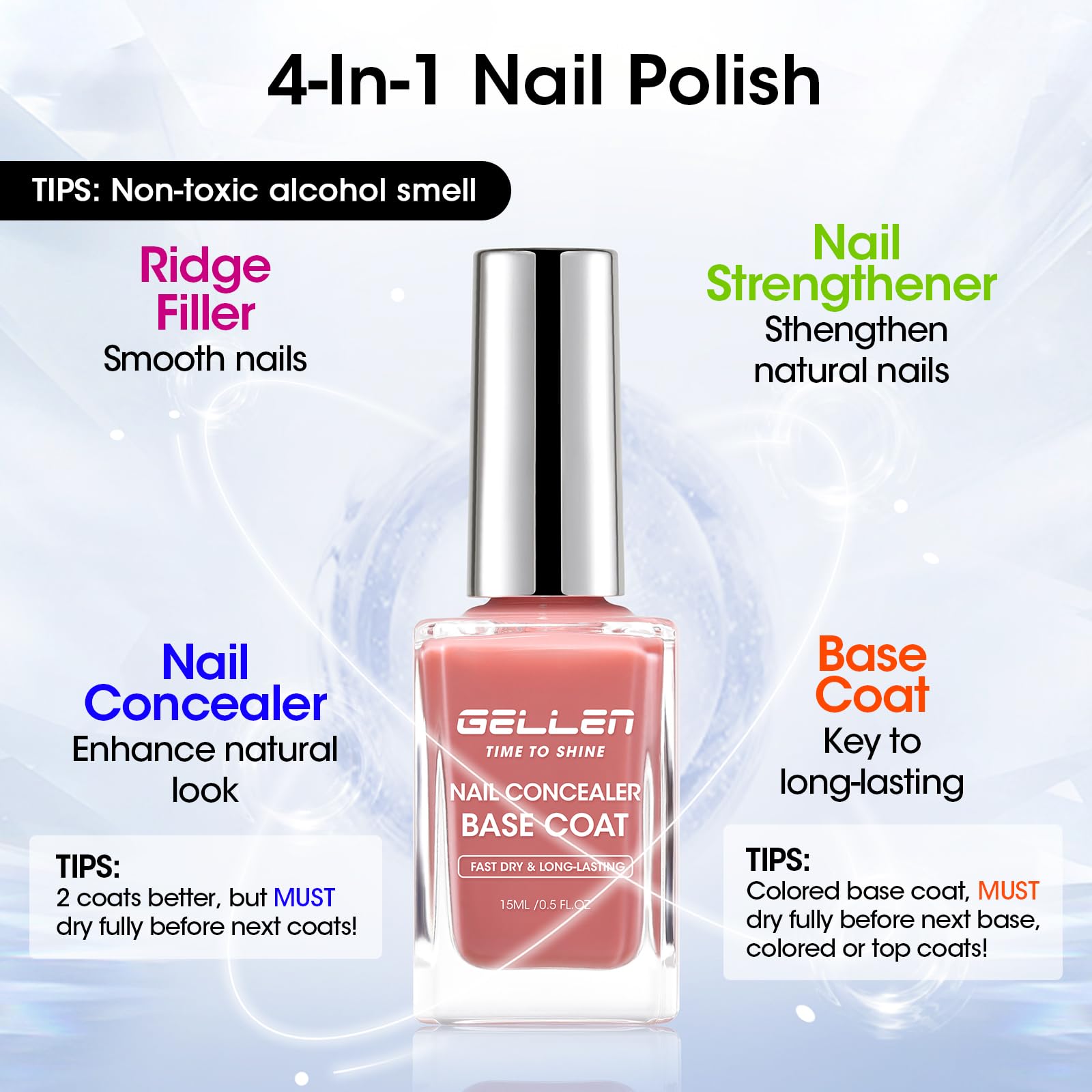 GELLEN on natural hand showing polished nails and instant concealing benefit