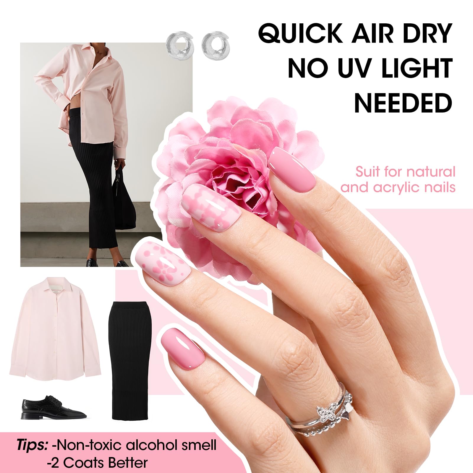 GELLEN on finger showing French manicure and natural-looking wear