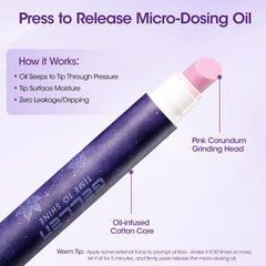 GELLEN pen in use on fingernail demonstrating precise cuticle push and moisturize benefit