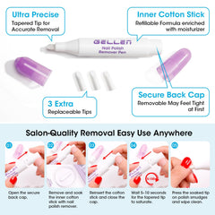 GELLEN pen with three replacement tips illustrating refillable convenience benefit