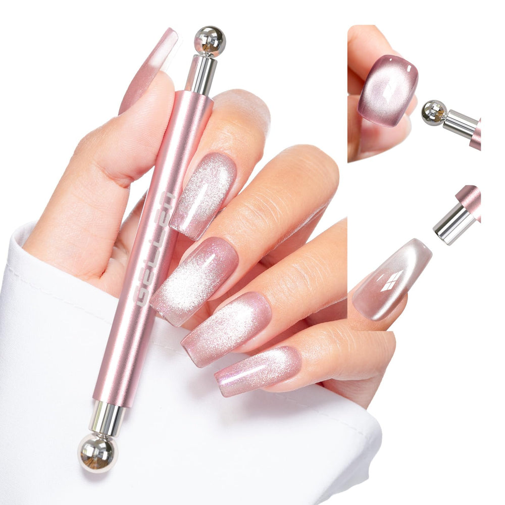 GELLEN pink dual-ended magnet front view showing ergonomic grip and dual tips for precise control