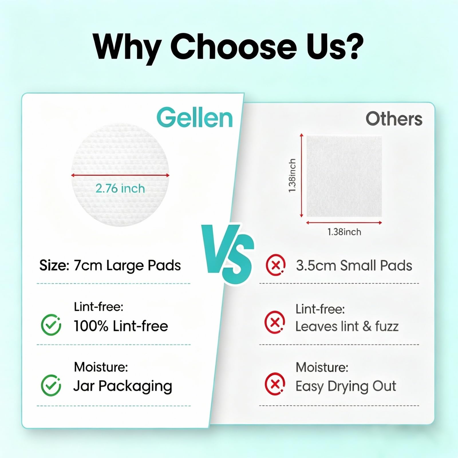GELLEN open jar with stacked pre-moistened pads ready to use for convenience