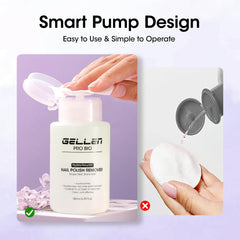 GELLEN pump head detail demonstrating easy one-handed dispensing benefit