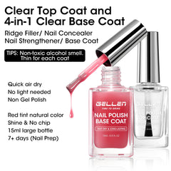 GELLEN red-tinted base coat bottle highlighting strengthening benefit