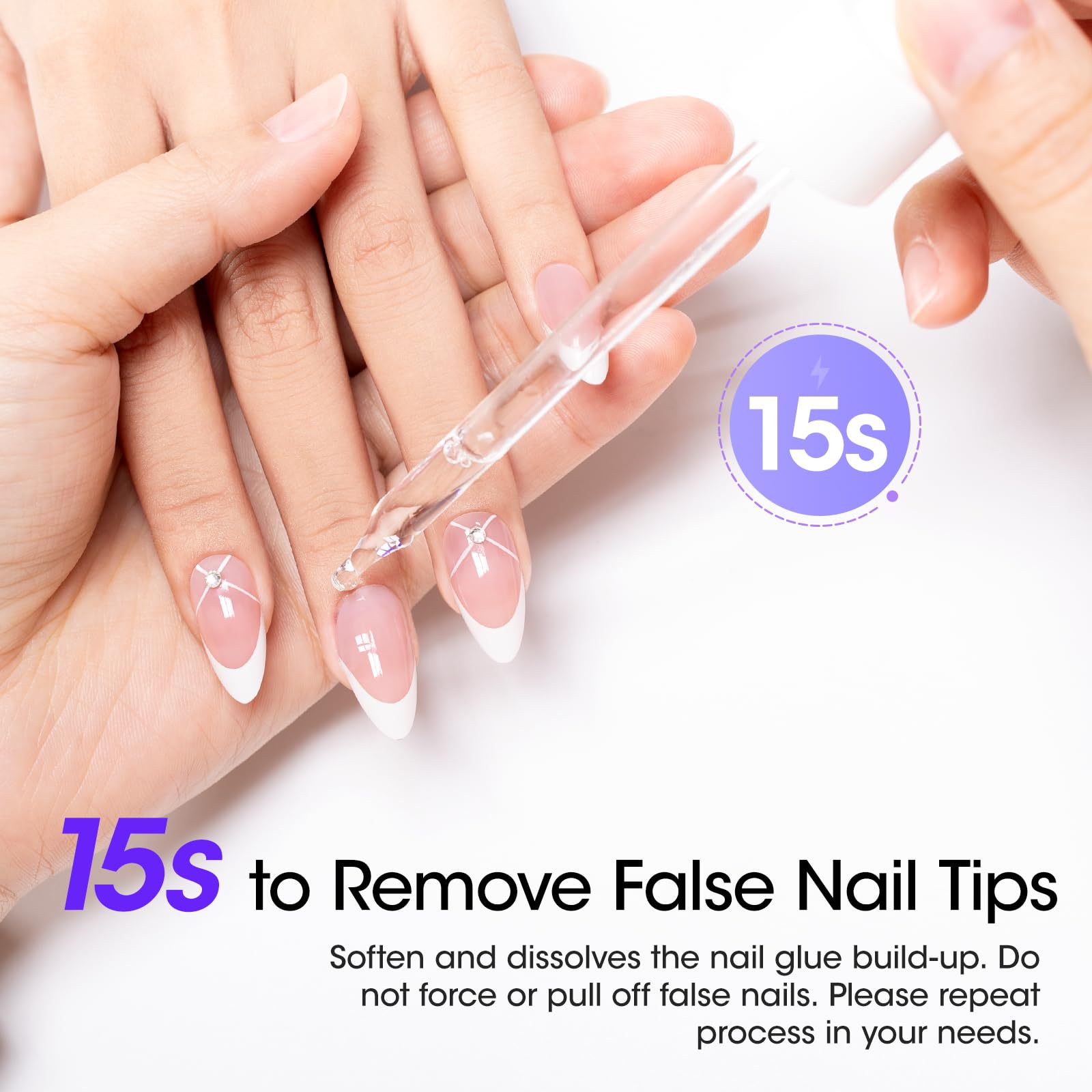 GELLEN removed tip and residual glue showing clean lift and preserved nails