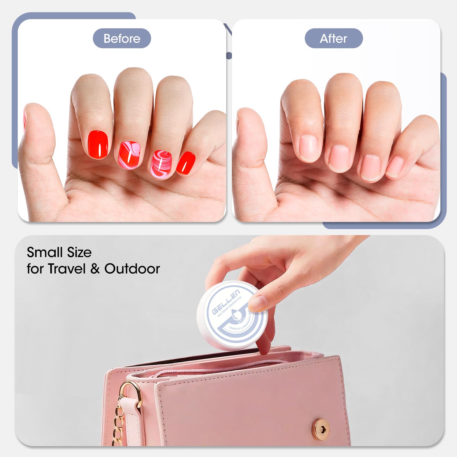GELLEN removing polish on toenail illustrating efficient removal for toes benefit