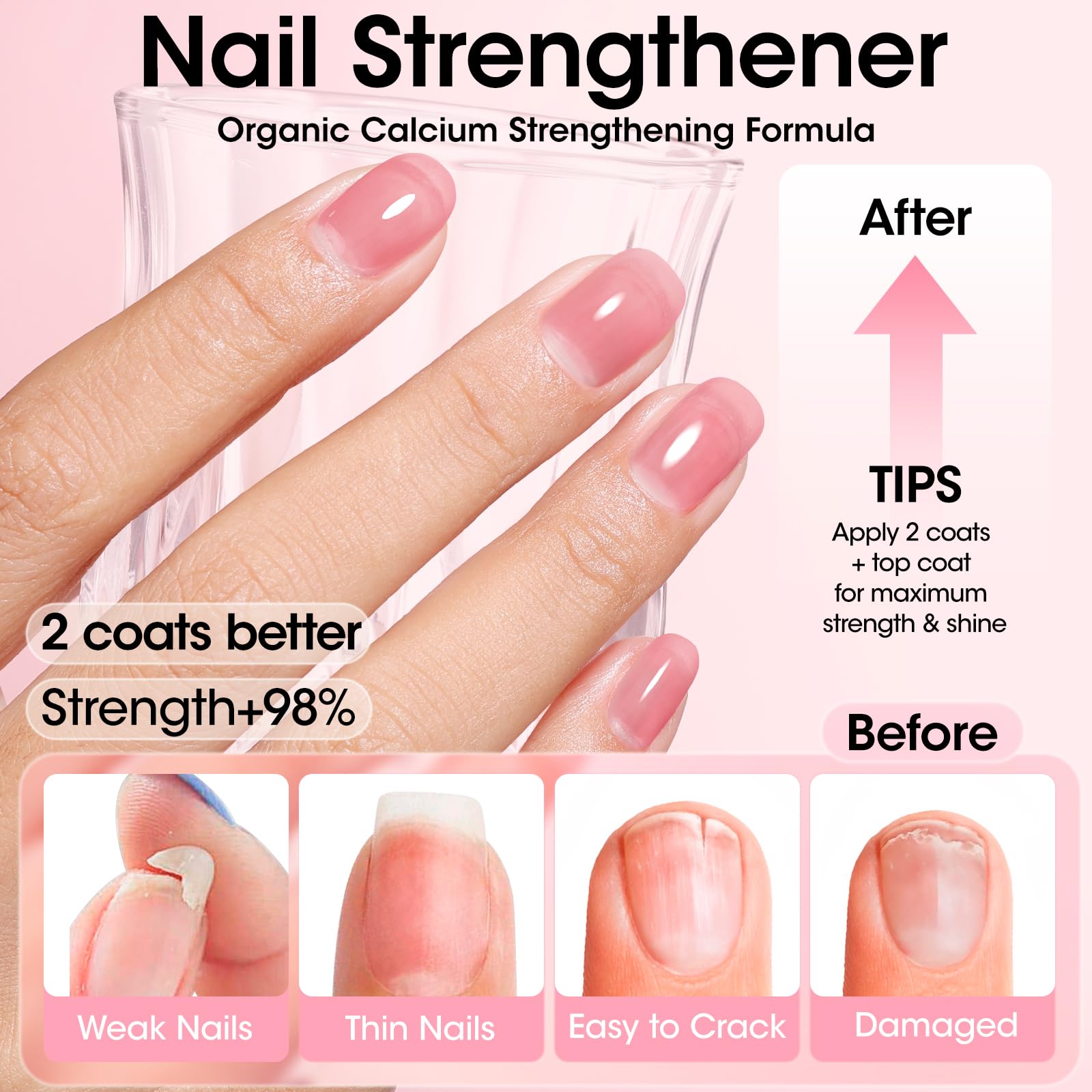 GELLEN before and after ridge filling showing smoother nail surface benefit