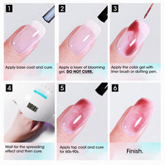 GELLEN salon scene of technician using blooming gel for gradient nails