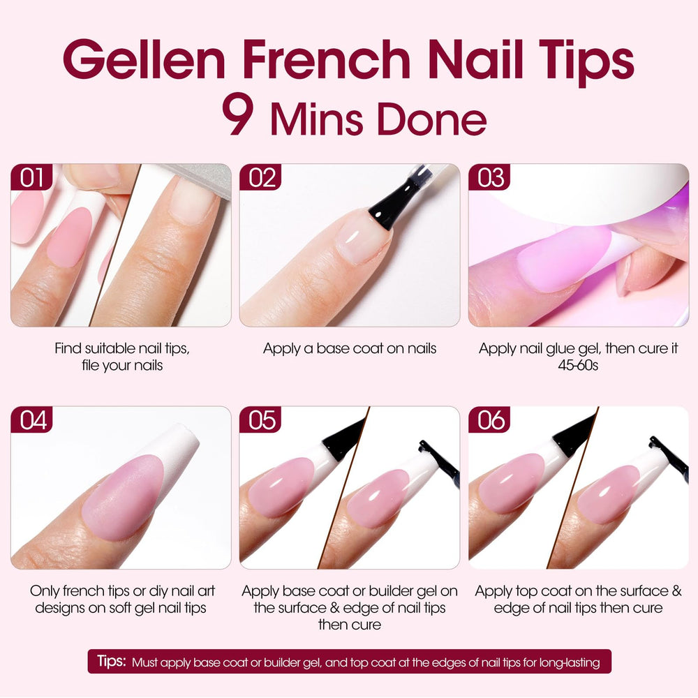GELLEN tip next to natural nail for scale showing precise coverage