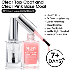 GELLEN sheer pink base swatch on nail that evens tone and hides ridges