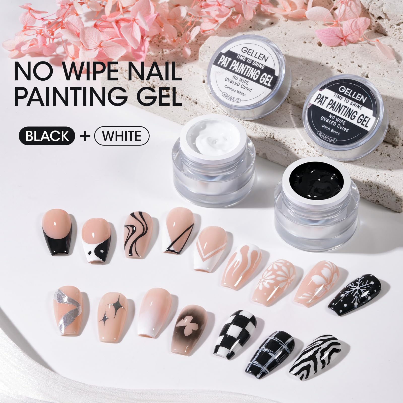 GELLEN two 8g tubs in a hand for scale, clarifying compact travel-friendly size