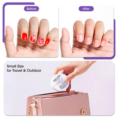 GELLEN size comparison with hand showing compact box fits in purse or toiletry kit