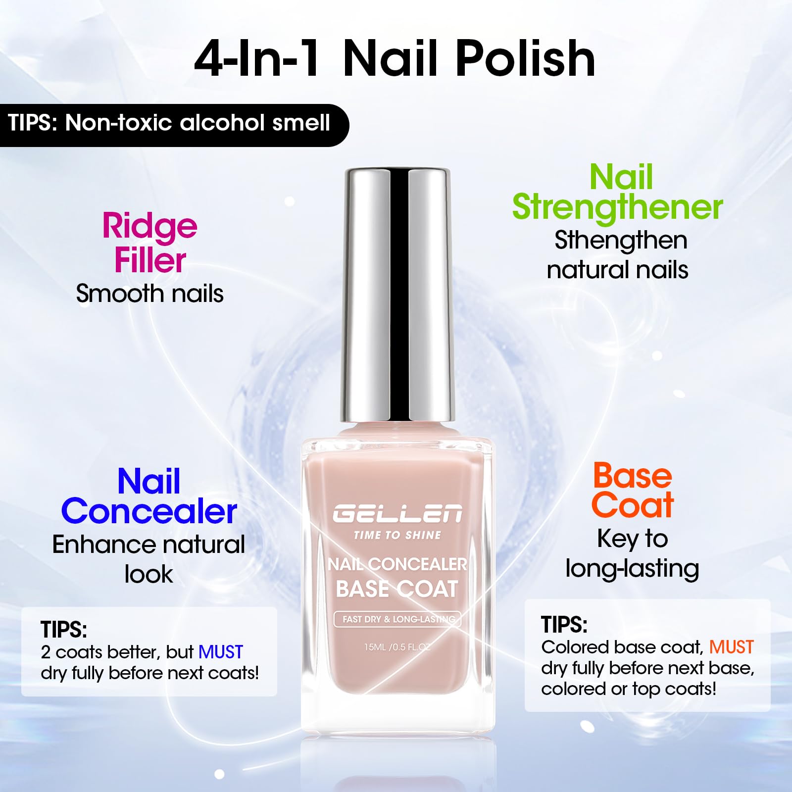 GELLEN nail swatch on tip illustrating natural concealer effect