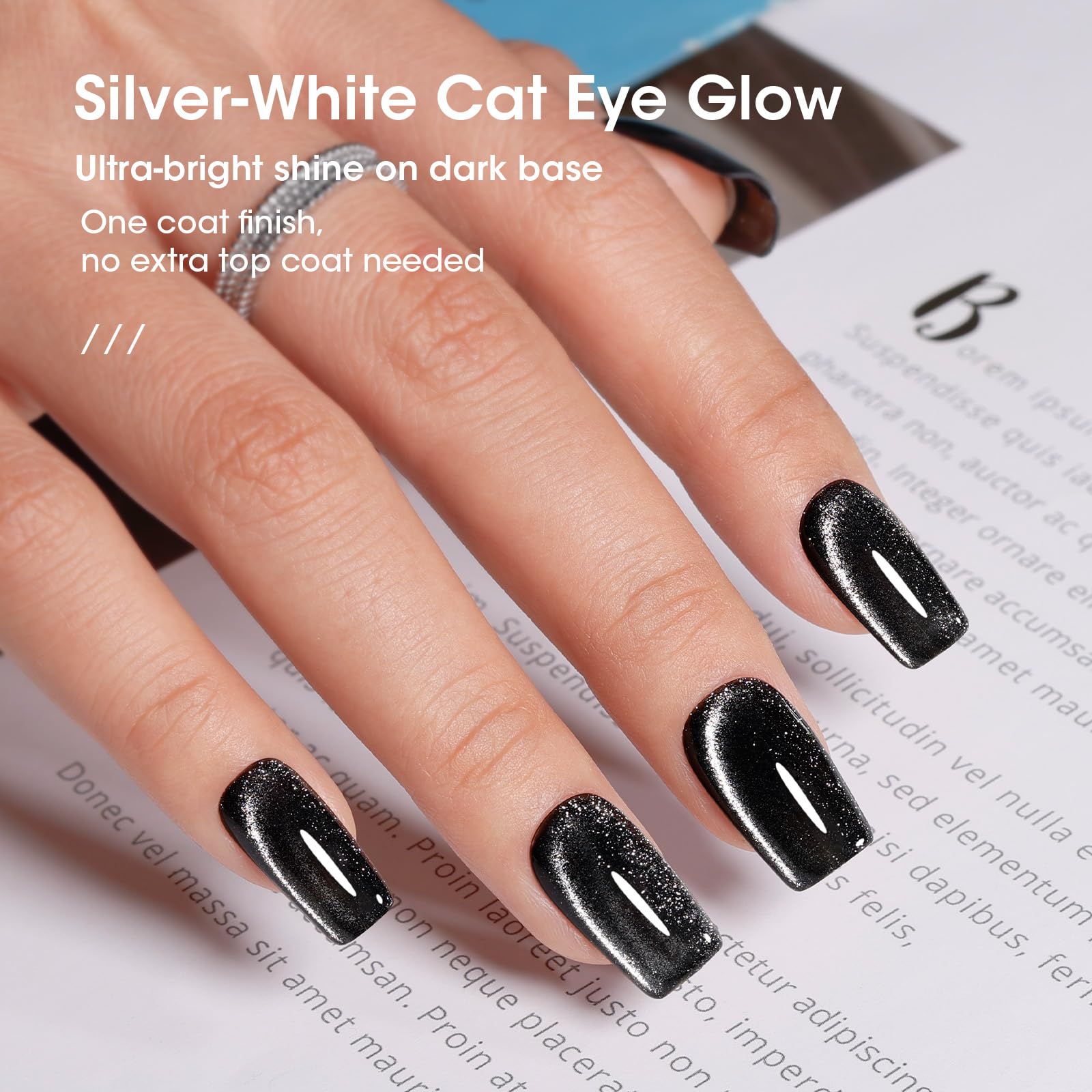 GELLEN swatches on nail tips showing cat eye shimmer and color contrast benefits