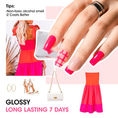 GELLEN swatch strip with six hot pink shades showing vibrant color range and coverage