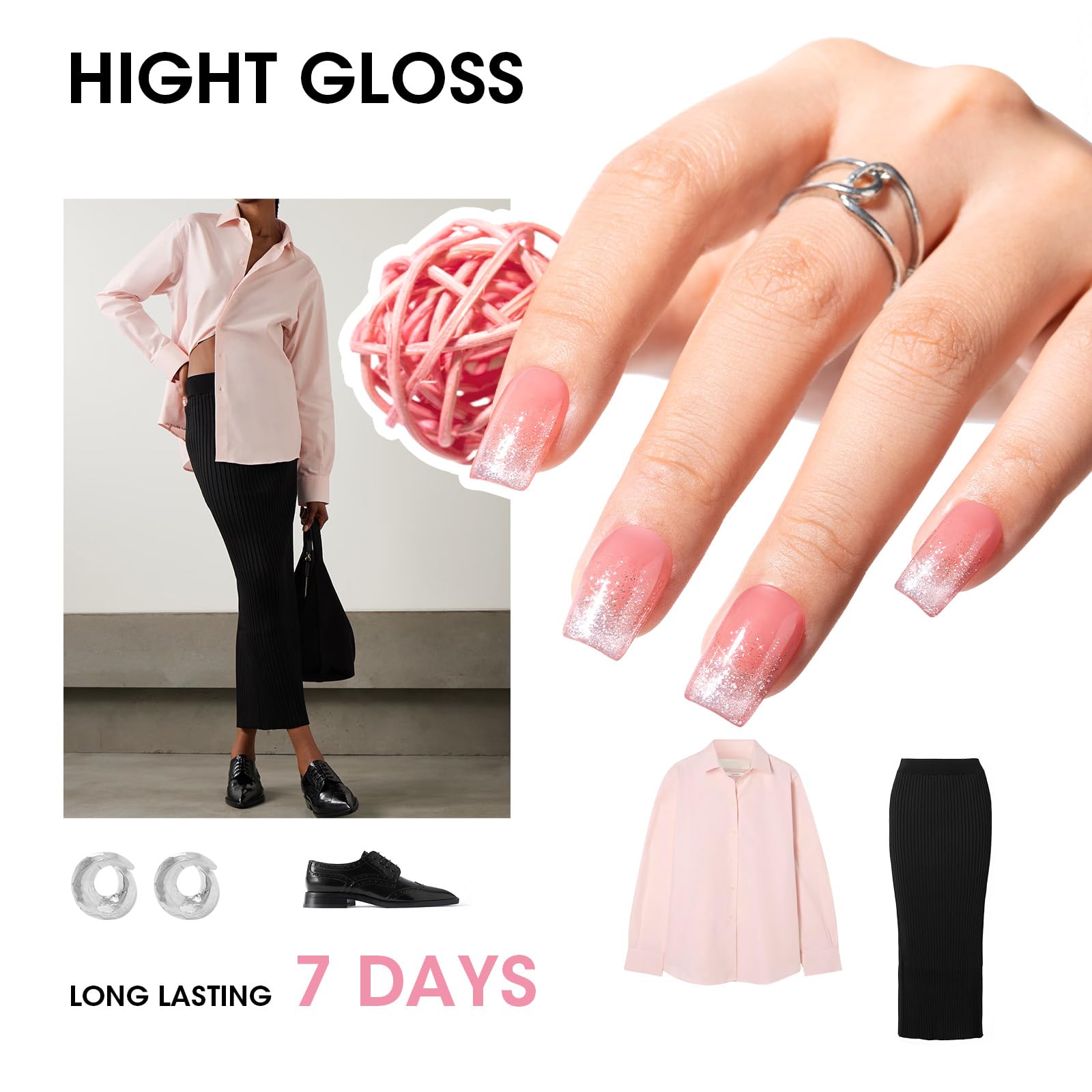 GELLEN nail tip wheel swatches showing jelly pink variety and wear
