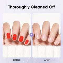 GELLEN clear remover liquid texture close-up suggesting gentle formula