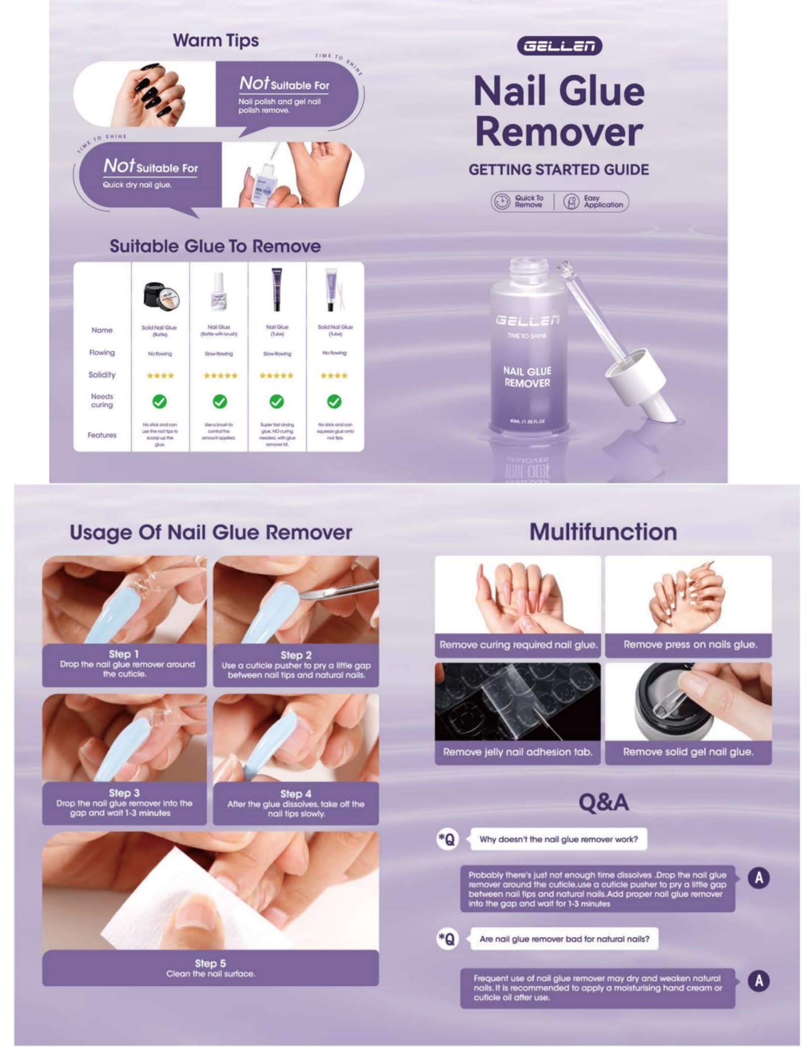GELLEN clear liquid texture pouring to demonstrate non-acetone gentle formula