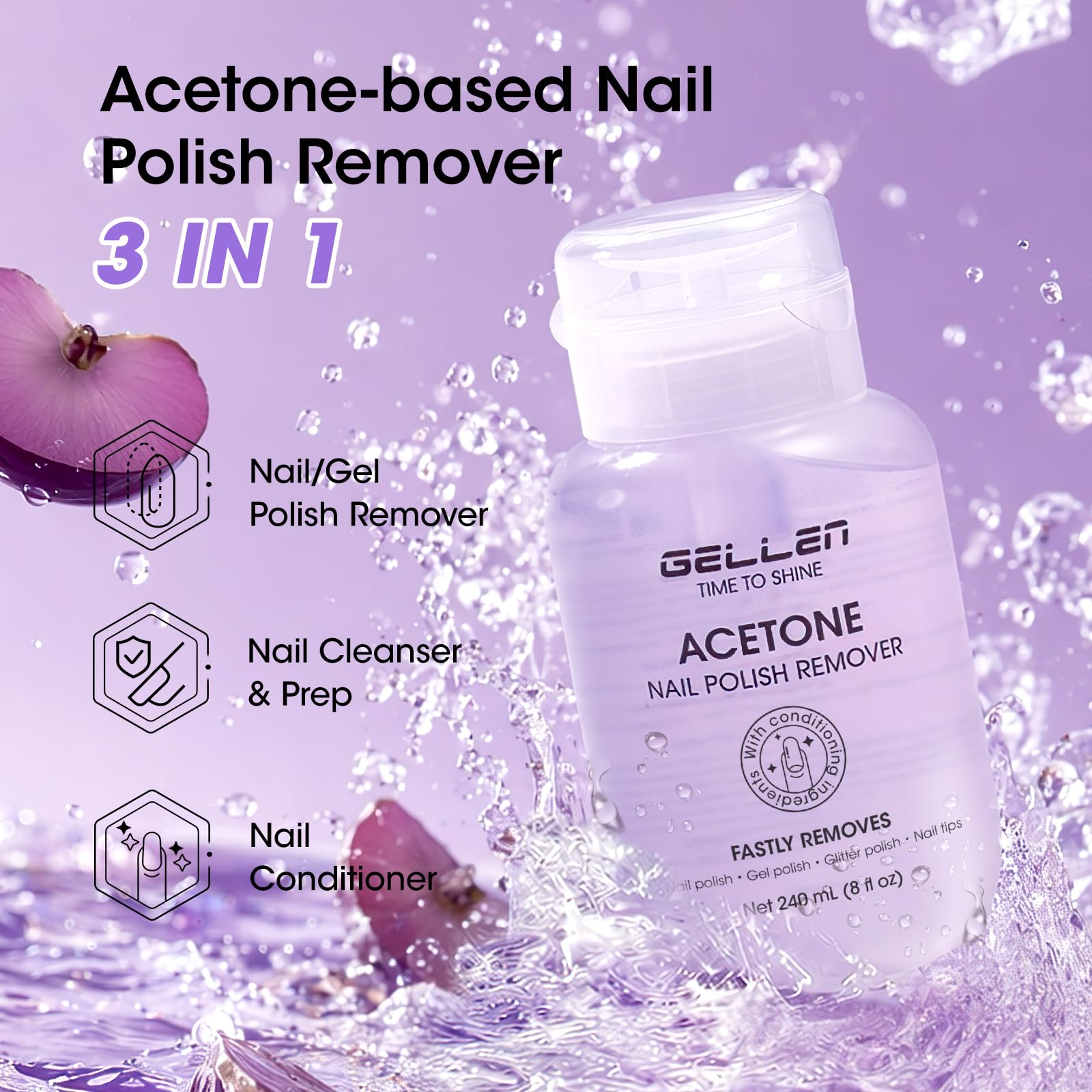 GELLEN acetone texture close-up highlighting conditioning aloe formula benefit