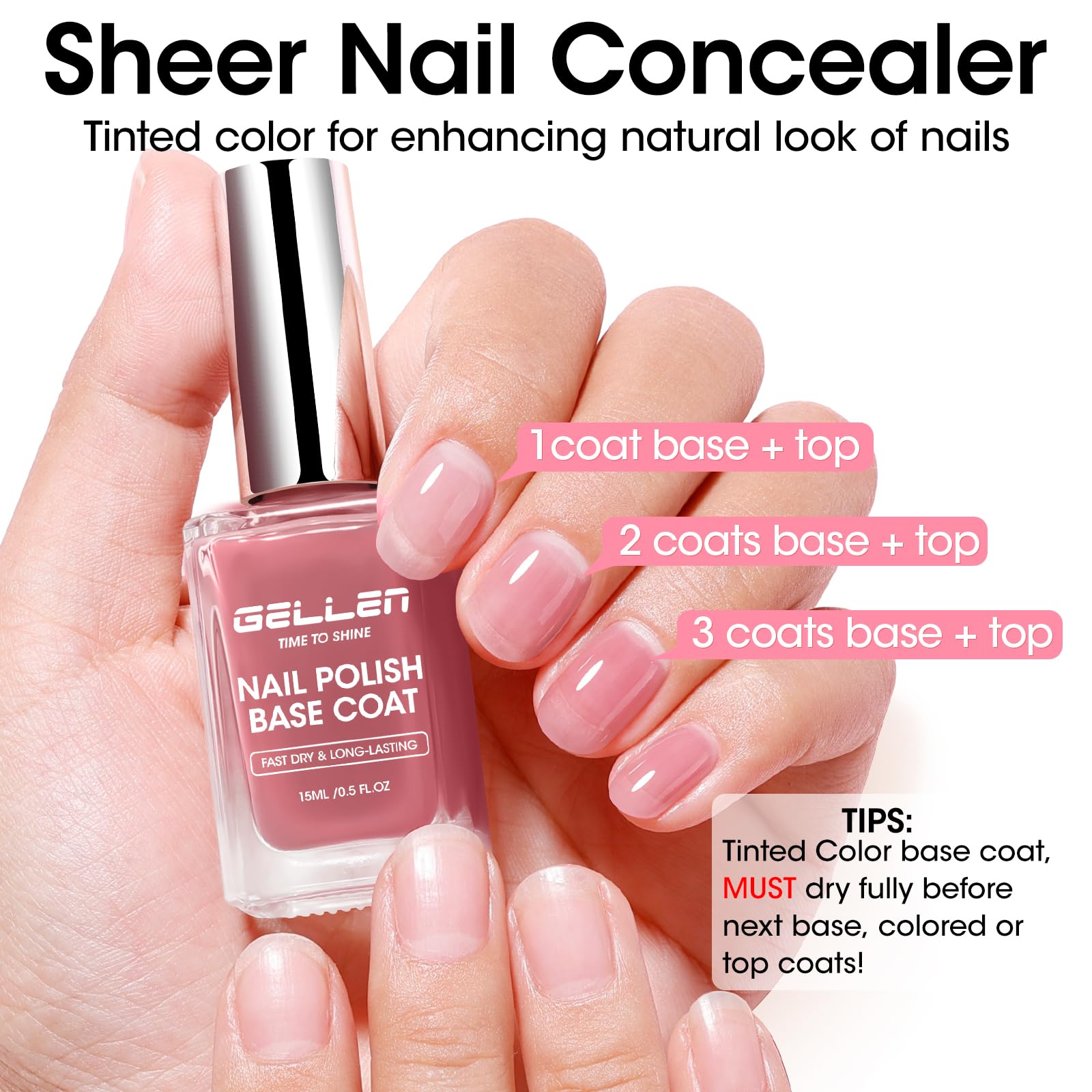GELLEN two-coat soft cream finish on nail showing fuller coverage benefit