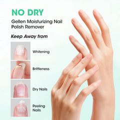 GELLEN before and after nails showing effective polish removal with no residue