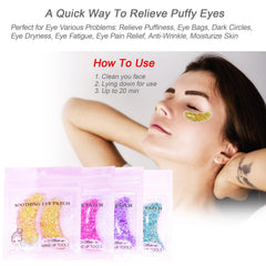 GELMAY patch applied under-eye on model to reduce puffiness