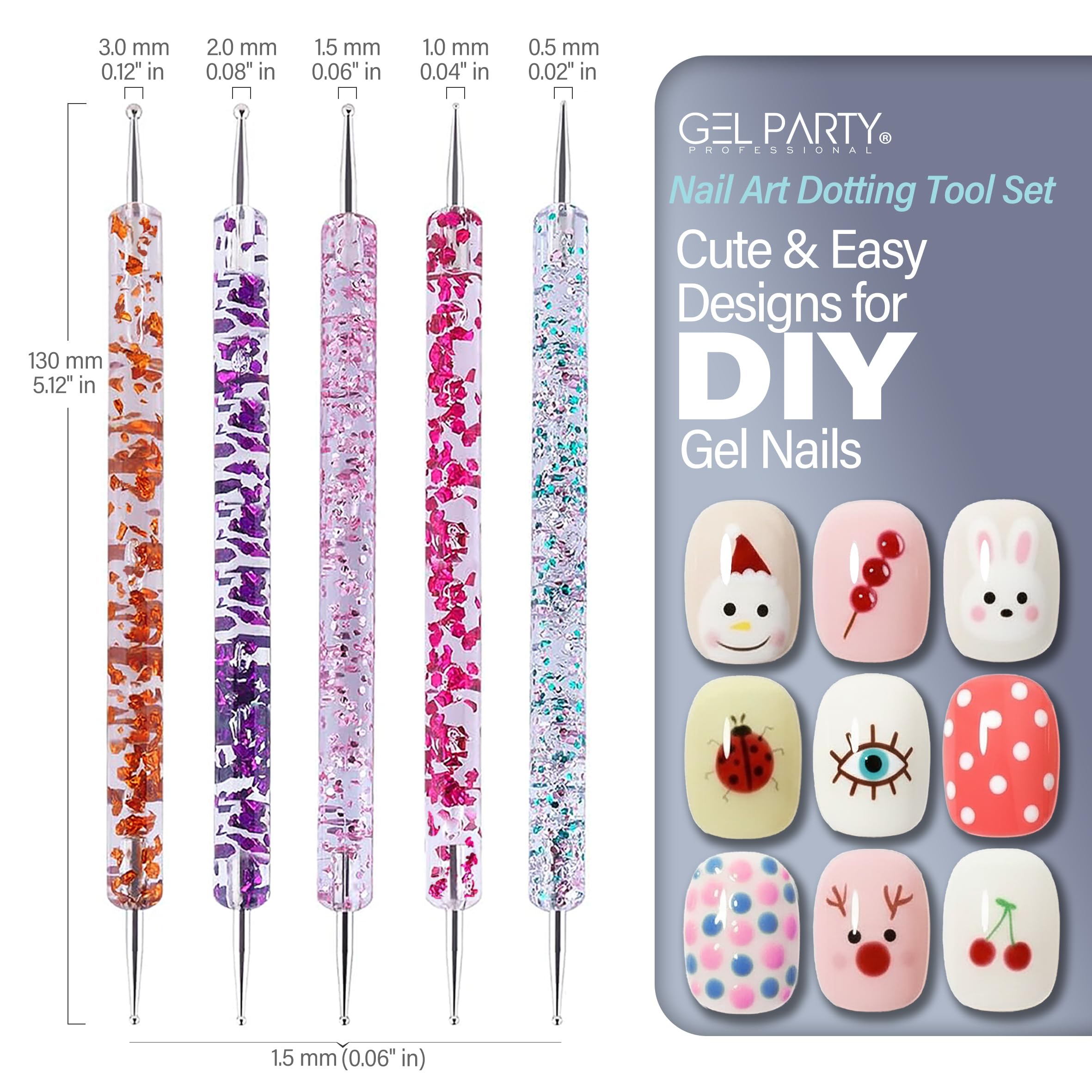 GEL PARTY synthetic bristles detail showing fine tips for precise designs benefit