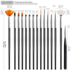 GEL PARTY array of brushes laid out to show variety and quick selection benefit
