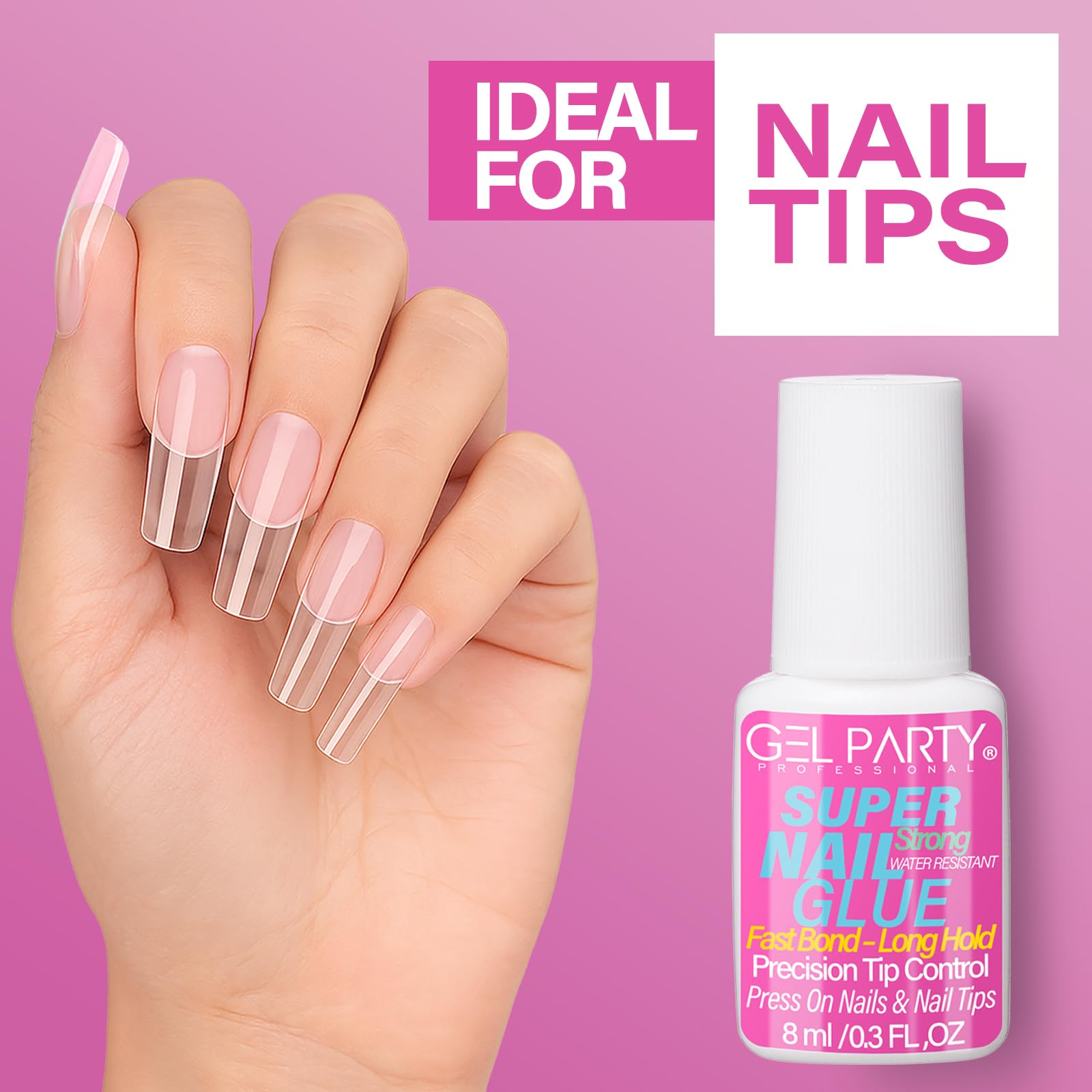 GEL PARTY bottle in a purse for on-the-go emergency nail fixes