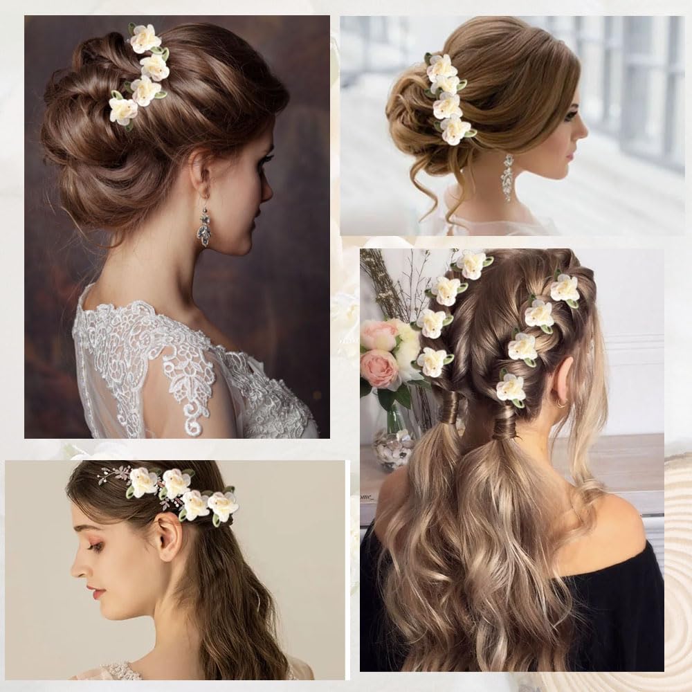 GELXGRIT clips worn in a half-up hairstyle adding delicate floral accent for events