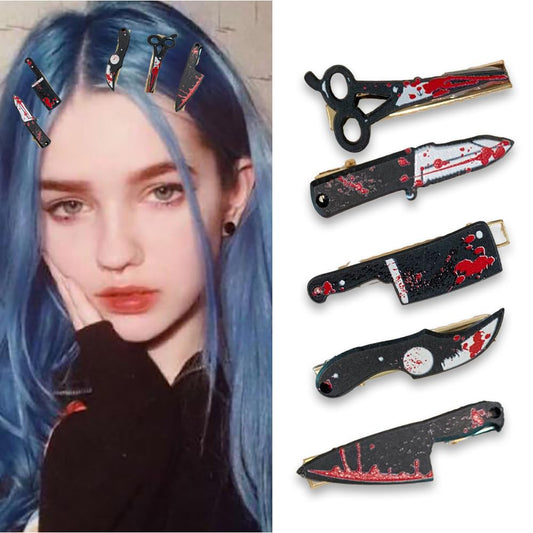 GELXGRIT front view of five mini knife clips shows bold party-ready styling benefit