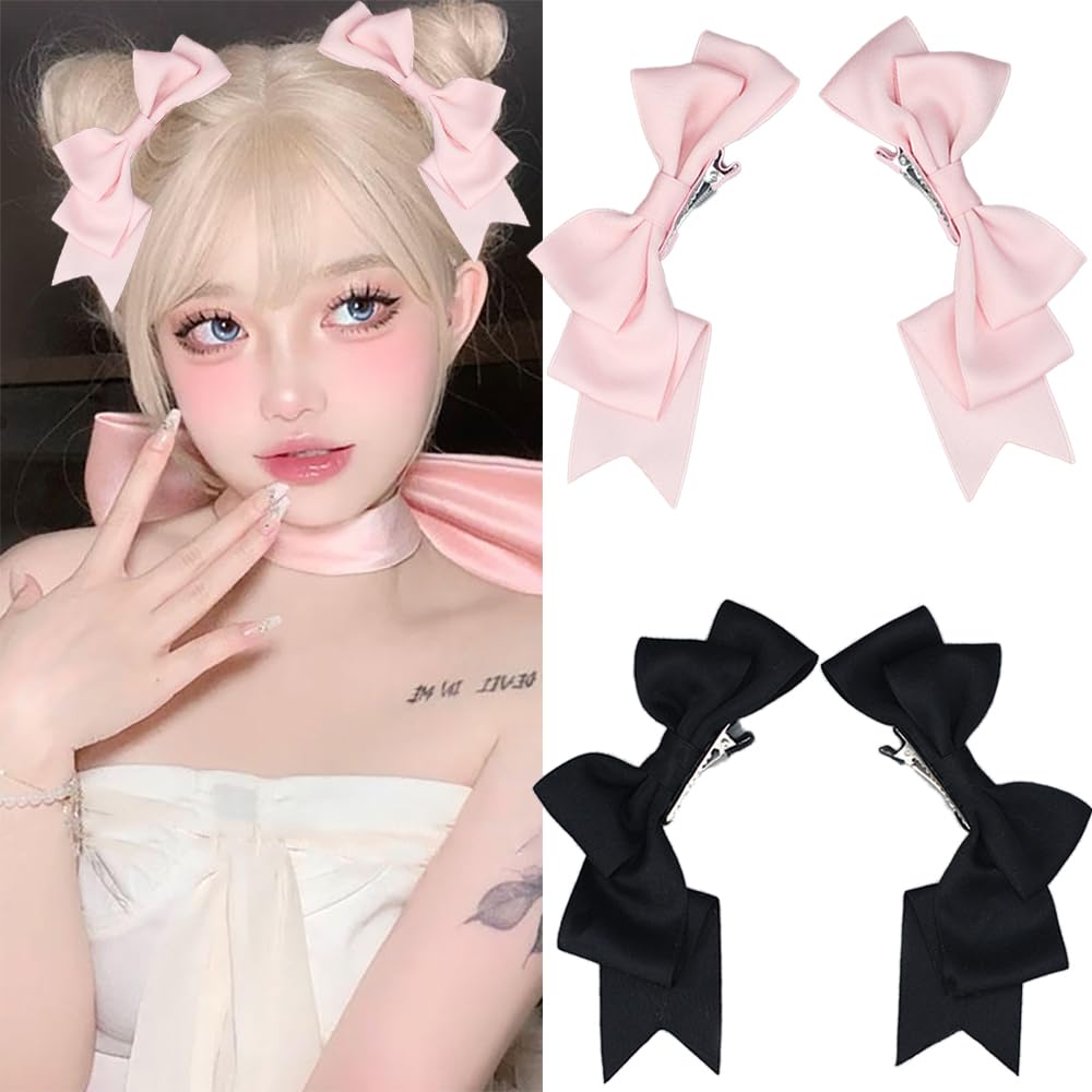GELXGRIT front view of pink and black bow set showing style and pairing benefits